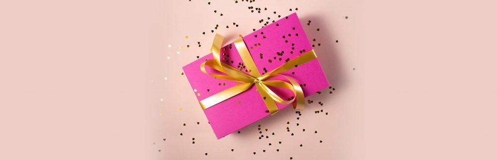 Gift in pink wrapping paper